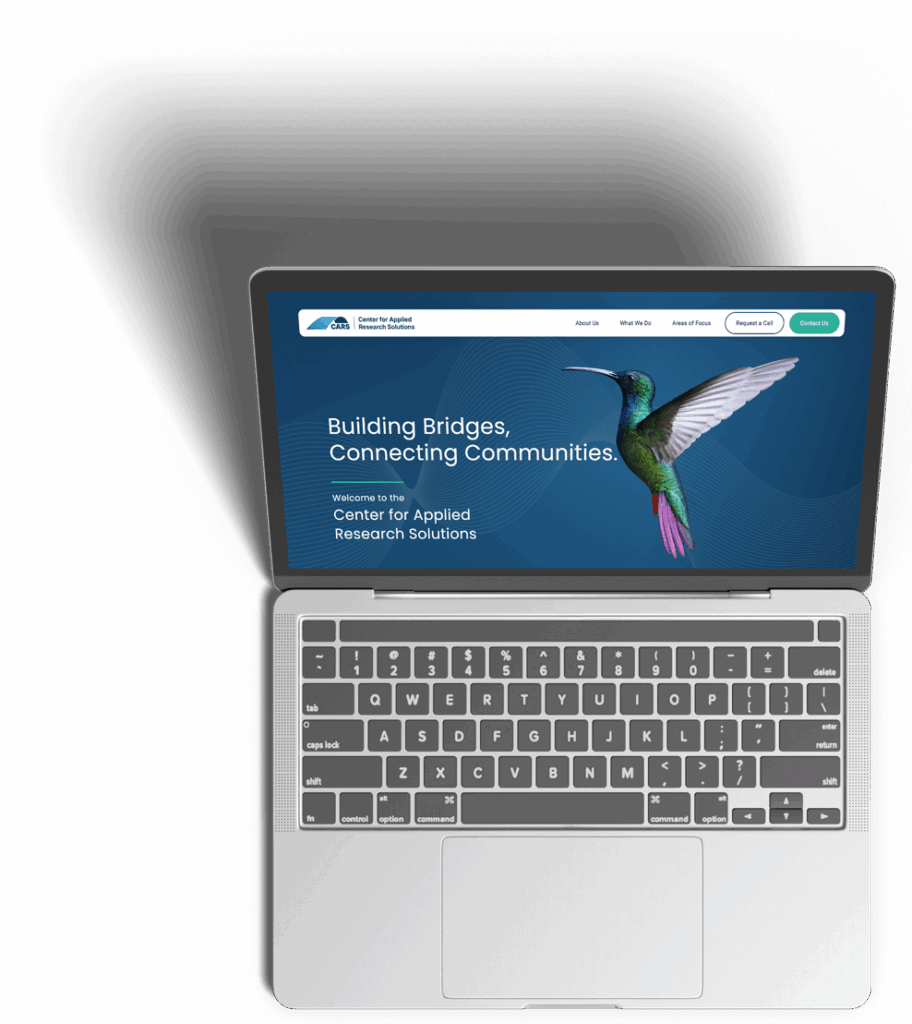 laptop displaying center for applied research solutions website